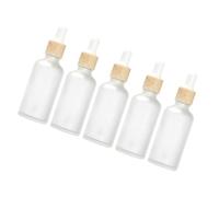 VILLFUL 5pcs Frosted Glass Dropper Bottles Transparent Cosmetic Containers for Travel Refillable Leak-resistant Liquid Storage with Rubber Head Suitable for Essential Oils and Lotions