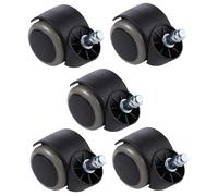 VILLFUL 5Pcs Heavy Duty Furniture Caster Wheels with Double Wheel Structure for Office Chairs Stools Desks and Small Sofas PU Gray Replacement Casters