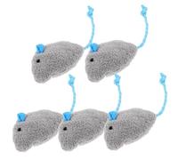 VILLFUL 5pcs Plush Cat Mouse Soft Interactive Kitten Playthings Household Treat for Mood Relief and Exercise Compact Grey Mice with Blue Tails for Indoor Fun