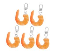 VILLFUL 5Pcs Realistic Shrimp Charm Keychains PVC Imitation Food Miniature Keyrings for Handbag Purse Party Favors Decorative Accessories for Birthdays Weddings