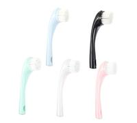 VILLFUL 5pcs Supple Facial Cleansing Brushes with Long Handles Soft Skin-friendly Bristles for Gentle Face Washing and Pore Cleaning Daily Use