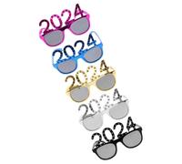 VILLFUL 5Pcs Year Party Photo Props Fancy Rhinestone Frame Eyeglasses in Black Gold Silver Blue Rose Red for Festive Celebration and Eve Fun