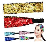 VILLFUL 6 Pcs Reversible Sequin Headbands Elastic Non-slip Sparkly Hairbands for Women Stretchy Glitter Hair Bands Daily Wear Replacement