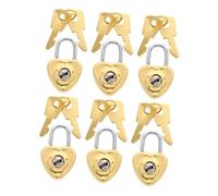 VILLFUL 6 Sets Mini Heart-Shaped Padlock Compact Portable Jewelry Diary Lock Lightweight Cute Decorative Lock for Tiny Luggage Backpacks Boxes