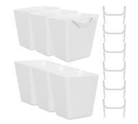 VILLFUL 6 Sets Pegboard Bin with Metal Hooks and Square Plastic Storage Boxes Quick-Install Wall Organizer for Garage Craft Office Workbench Versatile Tool and Supply Holder
