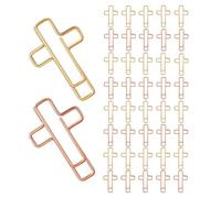 VILLFUL 60pcs Cross Paper Clips Metal Binder Clips for Bible Study and Christian Journaling Gold Rose Clamps for Office School Home Organization and Faith-Based Stationery