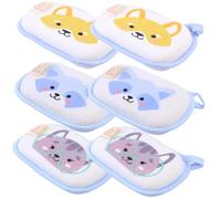 VILLFUL 6Pcs Bath Mitts Soft Cartoon Washcloth Gloves for Gentle Body Scrubbing Portable Bath Accessories with Hanging Strap Suitable for Adults Helping Multi-Style Animal Design