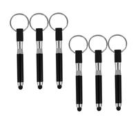 VILLFUL 6pcs Black Alloy Stylus Pens with Keychain for Phones and Touch Screens, High Sensitivity Multifunctional Touchscreen Pen, Portable Keyring Accessory for Presentations