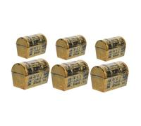 VILLFUL 6pcs Box Mini Pirate Treasure Chests Vintage Jewelry Box Model for Party Supplies Dollhouse Decoration for Halloween DIY Miniature Scenes