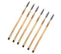 VILLFUL 6Pcs Dual-ended Eyebrow and Eyelash Makeup Brushes Natural Wood Handle Includes Spoolie and Angled Brushes for Precise Grooming and Styling for Everyday Beauty and Birthday