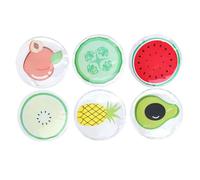 VILLFUL 6pcs Fruit-shaped Sleeping Eye Pads Soft Gel Cooling and Hot Compress Patches for Eye Fatigue Relief and Relaxation with Watermelon Lemon Avocado Pineapple Peach Designs
