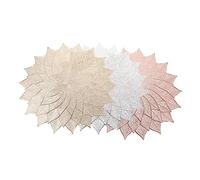 VILLFUL 6pcs Heat Resistant Hollowed Table Placemats PVC Dining Table Accessories for Dining Decor Nordic Luxury Gold Silver Rose Gold Round Mats Easy Clean and Lightweight