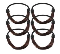 VILLFUL 6pcs High-elastic Thin Braided Hair Tie Bands for Women Natural Dark Brown Ponytail Holders Undetectable Hair Ropes for Exercise and Everyday Fashion