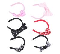 VILLFUL 6PCS Miniature Dollhouse Bowknot Hair Hoops Set, Mixed Color Mini Hair Accessories for Doll Dress Up, Miniature Bow Decor Headband Props for Scale Doll Accessories