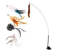 VILLFUL 6pcs Plush Teasing Toys for Cats Suction Cup Cat Teasing Sticks Bell Self-play Teasers Long Wands