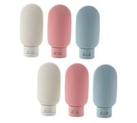 VILLFUL 6Pcs Portable Silicone Travel Bottles Refillable Leakproof Toiletry Containers for Shampoo Lotion Shower Gel Wide Mouth Lightweight Sub Gray Blue Random Color