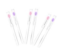 VILLFUL 6pcs Silicone Lip and Eyeshadow Brushes with Transparent Cover Fine Soft Heads in Pink and Purple Portable Makeup Tools for Precise Lipstick and Eye Makeup Application