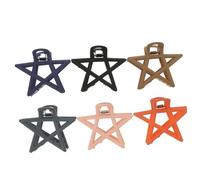 VILLFUL 6pcs Star Hair Clips for Women Durable Claw Clips with Strong Hold Reusable Star Hair Accessories Navy Orange Grey for Everyday Special Occasions