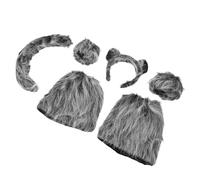 VILLFUL 6pcs Wolf Headband Suit Cosplay Tail Prop Animal Headband Adult Animal Ears Adult Cosplay Plush Grey Plush Fabrics