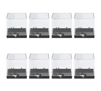 VILLFUL 8 Pcs Transparent Specimen Display Cases Square Plastic Storage Boxes for Mineral Samples Crystals Collection and Showcase Stackable and Easy to Clean