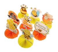 VILLFUL 8pcs Birthday Party Honeycomb Decorations Cute Cartoon Bee Pattern Birthday Decor for Boys and Safe Paper Material for Fun Celebrations
