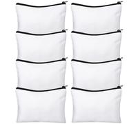 VILLFUL 8pcs Canvas Zipper Cosmetic Bag Set Sublimation Blank Makeup Pouches with Heat Transfer for Travel Toiletries and DIY Craft Storage