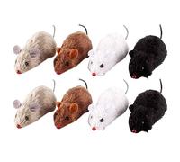 VILLFUL 8pcs Life-like Clockwork Mouse Toy for Cats Wind-up Rat Plush Toy Automatic Cat Cuddly Random Color