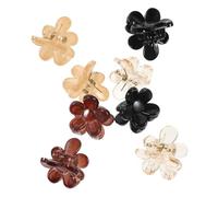 VILLFUL 8pcs Mini Flower Claw Clips Small Rhinestone Jaw Clips Plastic Hair Accessories for Teens Women Secure Hold for Daily Hairstyling in Transparent Caramel Black