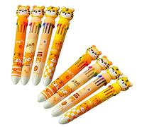 VILLFUL 8Pcs Multicolor Ballpoint Pens with Tiger Design for Students Smooth Grip Colored Pens for Writing Drawing Marking Portable and School Supplies