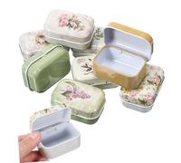 VILLFUL 8pcs Vintage Tin Box with Lid Decorative Storage Tins Small Trinket Box for Jewelry Keepsakes Floral Patterned Multi-purpose Organizer