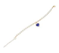 VILLFUL Adjustable Blue Resin Puppy Collar with Artificial Pearls and Gems, Stylish Small Animal Accessory for Cats and Small Pets, for Parties and Festivals, Size 20-25cm