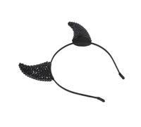 VILLFUL Black Devil Horns Headband with Dazzling Rhinestones Soft Comfortable Halloween Cosplay Headwear Creative Cow Horns Hairhoop for Adults and Fancy Dress Party Decoration