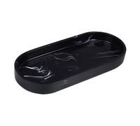 VILLFUL Black Marble Resin Vanity Tray Bathroom Counter Organizer Small Decorative Tray for Perfume Jewelry Makeup Storage for Sink and Dresser