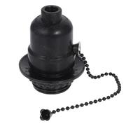 VILLFUL Black Pull Cord Light Bulb Socket Adapter for Table Lamps Wall Fixtures Garage Use Heat-Resistant Lamp Holder Replacement Part