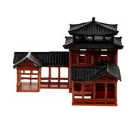 VILLFUL Chinese Inn Statue Mini Building Model for Desk and Garden, Lightweight Plastic Material with Versatile Use and Easy to Carry, Realistic and Delicate Chinese Style Ornament