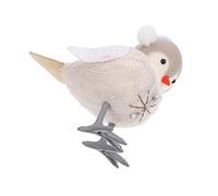 VILLFUL Christmas Bird Ornament Beige Earmuff Style Creative Simulated Bird Decor for Holiday Scenes Festive Xmas Figurine for Home Tree Garden Seasonal Decoration Gift
