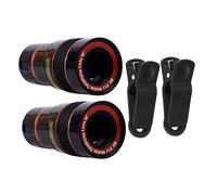 VILLFUL Clip-on Long Focus Telephoto Lens 2pcs for Smartphones High-definition Macro Phone Camera Lens with Clamp for Photography (black