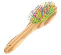 VILLFUL Colorful Rainbow Pet Grooming Comb with Bending Wave Pins for Dogs and Puppies Wood Handle Hair Remover Tangle and Massager Comfortable Grooming Tool for Shedding and Dander