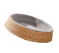 VILLFUL Comfortable Round Cat Bed Cushion Natural Woven Pet Sleeping Nest Lightweight Lightweight Design for Cats and Small Dogs Resting Spot for Indoor Use in Shallow Brown Small