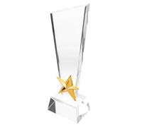 VILLFUL Creative Crystal Tournament Trophy with 3d Five Star Design, Luxurious Shine, and Metal Accents for Competition and Celebration, for Recording Winner Details and Memorable