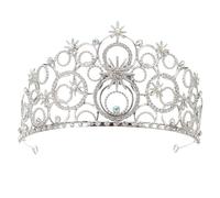 VILLFUL Crystal Bride Wedding Crown Silver Rhinestone Princess Headpiece Bridal Hair Accessories Royal Queen Headband for Weddings Proms and Pageants