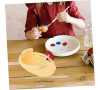 VILLFUL Cute Chicken-shaped Faux Rattan Basket Hand-woven Storage Tray for Eggs Fruits Candy Holder Sturdy Animal Basket for Kitchen Easter Farmhouse Decor