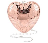 VILLFUL Disco Love Decorations Rose Gold Heart Shaped Disco Ball Glass Party Decoration for Weddings Home Decor 6.3 Inch Glaze Finish