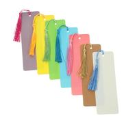 VILLFUL DIY Blank Bookmarks with Tassels Mixed Color Kraft Paper Cardstock for Hand Painted Crafting Student Art Projects Gift Decorations and Home Embellishments