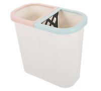 VILLFUL Double Compartment Kitchen Trash Can Plastic Garbage Bin for Dry Wet Waste Separation Non-slip Stable Base Small White Home Office Use