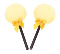 VILLFUL Dry Powder Puff 2pcs Set with Plush Material and Handle Large-sized round Powder Puff Does Not Hurt the Skin for Travel Use and Refreshing Application