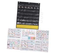 VILLFUL Educational Canvas Classroom Calendar Pocket Chart Multi Functional Teaching Calendar Bag for Learning Years Months Seasons Dates Holidays Visual Schedule Organizer for School and