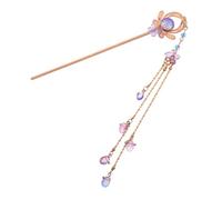 VILLFUL Elegant Purple Vintage Hair Stick with Tassels Intricate Chinese Style Hairpin for Women Decorative Floral Hair Accessory and Traditional Styling Meticulous Craftsmanship Embracing