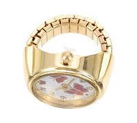 VILLFUL Elegant Ring Watch with Gold Dial and Miniature Circular Face, Delicate Insect Motif, Trendy Personality for Daily Wear