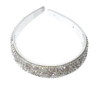 VILLFUL Elegant Wide Crystal Rhinestone Headband for Women Comfortable Simple Hair Accessory with Delicate Beaded Design Stylish Gray Hair Hoop for Daily and Special Occasions